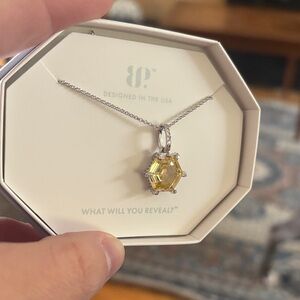 Exquisite Silver Necklace with Yellow Gemstone